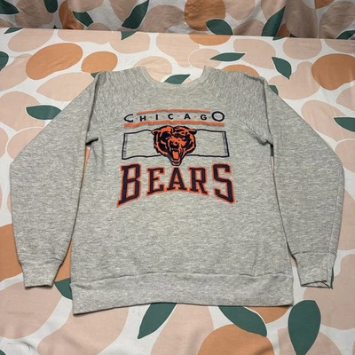 Sudadera DE COLECCIÓN Campeón de los Chicago Bears Adulto Grande Gris Deletrear Logo NFL Foto 1 de 4