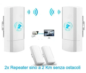 Antenna Ripetitore 2Km Wifi per esterno, Kit da 2 pezzi, Antenna Trasmissione pe - Afbeelding 1 van 5