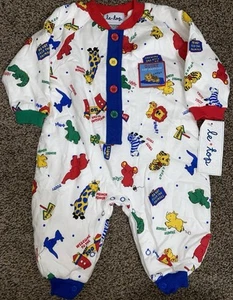 Pagliaccetto vintage anni 90 Le Top 9 mesi manica lunga zoo luminoso nuovo con etichetta - Foto 1 di 4