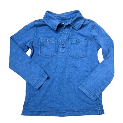 Camisa Polo Tea Collection Niños Azul Manga Larga Algodón Tejido Talla S 4-5 Foto 1 de 4