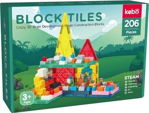 Kebo 206 Stück Blockfliesen Set - 12 Magnetfliesen & 194 Bausteine 3+ Neu - Bild 1 von 8