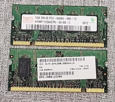Hynix 1GB 2RX16 PC2-6400S-666-12 Laptop Memory HYMP112S64P6-S6AB-C - Image 1 of 4