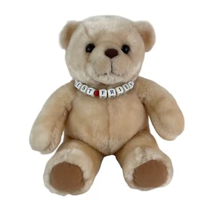 Cream Tan Teddy Bear 10" Plush Best Friends Beaded Necklace Stuffed Animal Toy - Picture 1 of 9