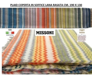 Plaid blanket MISSONI 130 x 190 cm with fringes soft shaved wool - Picture 1 of 13