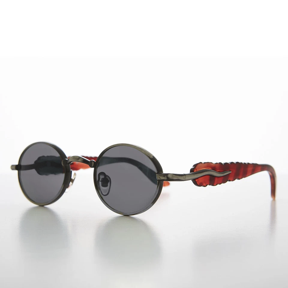 Gafas de sol únicas ovaladas vintage diseño templo dentado Gunmetal/gris - Tweek Foto 1 de 3