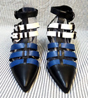 KENNETH COLE QUEENSDALE BLACK, BLUE, & WHITE CAGED ANKLE STRAP DRESS SHOES 10M