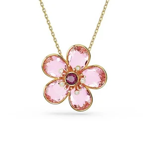 Collana con ciondolo Swarovski Idillia fiore, piccolo, rosa, placcato oro 5657875 - Foto 1 di 6