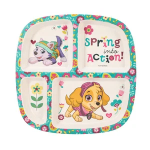 Paw Patrol Girl 4 Section Divided Kids Childrens Wooden Colourful Dinner Plate - Picture 1 of 6