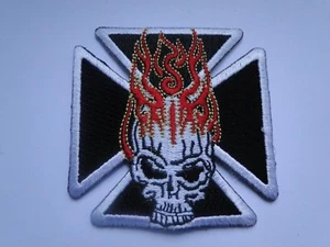 Biker Aufnäher  Iron cross front skull ca 7x7    cm - Bild 1 von 1