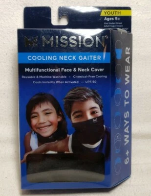 Mission Multifunctional Face and Neck Covering - Gaiter - Youth 5+ - Black - Image 1 of 3