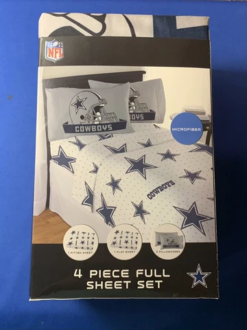 Dallas Cowboys Football 4 Piece Full Sheet Set Fitted Flat Sheets Pillows FREE S Cover