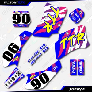Retro Blue Yellow Fierce Racing Graphics Kit fit 00-08 YAMAHA TTR90 TTR 90 decal - Picture 1 of 8