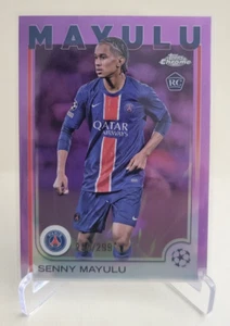 2024-25 TOPPS CHROME UEFA SENNY MAYULU RC VIOLET REF #173 Ser #230/299 PSG - Picture 1 of 2