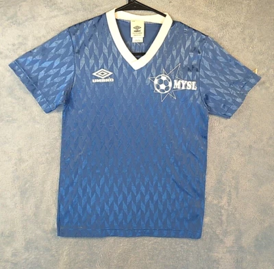 Umbro Youth Jersey Blue V-Neck Murrieta Oaks Nursery #13 Size Large USA Made - Image 1 of 4