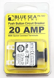 Blue Sea Systems 7057 Push Button Circuit Breaker 20 Amp 125/250VAC 32VDC - Picture 1 of 6