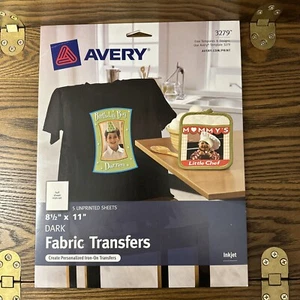 Avery Dennison 3279 Fabric Transfer Paper, 5 Sheets, Dark, For DYI Projects NIP - Picture 1 of 2