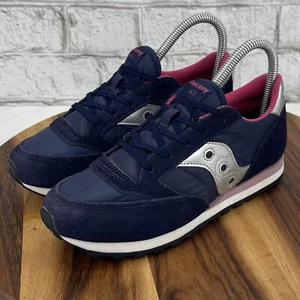 Saucony Jazz Mujer 5.5 Niños 3.5 Azul Rosa Plata Gamuza Retro Zapatos para Correr - Imagen 1 de 11