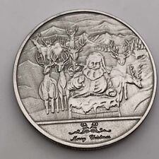 Happy New Year & Merry Christmas Santa Claus Sled Antelope Hobo Nickel Coin Gift