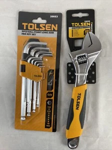 Tolsen - 10inch 250mm Adjustable Wrench & 9PCS Ball Point Long Arm Hex Key Set - Picture 1 of 5