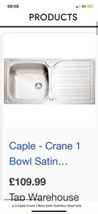 Satin Stainless Steel Sink & Waste Kit With Reversible Drainer 965x510mm - Picture 1 of 1