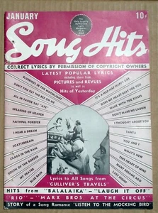 Song Hits Songtext Magazin Januar 1940 Leinwand Bühnenradio Gullivers Duke Ellington - Bild 1 von 3