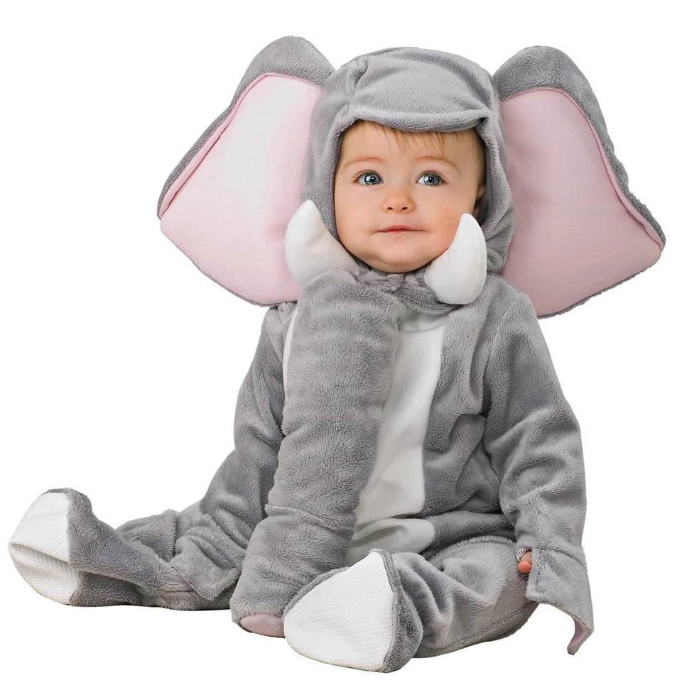 Baby Boys Girls Plush ELEPHANT 2 Pc Costume Size 0-6 Mo NWT Ears Trunk Hood - Image 1 of 1