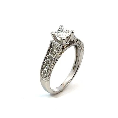 14K White Gold Princess Diamond Engagement Ring Size 6 - Image 1 of 4