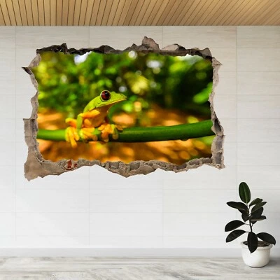 Red-eyed Tree Frog, Forest 3d Smashed View Wall Sticker Poster Decal A393 - Image 1 of 2