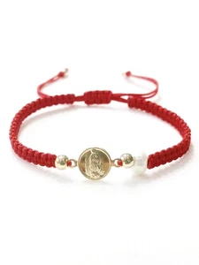 Our Lady of Guadalupe Medal and Dainty Cultured Fresh Father Pearl Adjustable... - Picture 1 of 7
