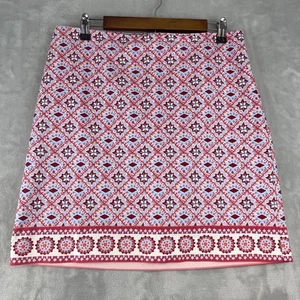 Talbots Skirt Women's Size 8 Pink A-Line Geometric Lined Side Zip Stretch Cotton - Picture 1 of 7