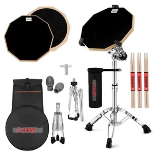 5Core Drum Practice Pad Set 12" Snare Drumming Stand 2 Sided Silent Drummer Kit - Picture 1 of 7
