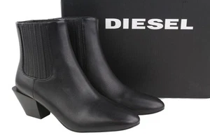 Botas de mujer DIESEL D-Texanne CH EU38 cuero negro punta almendra tobillo PVP €290 - Imagen 1 de 12