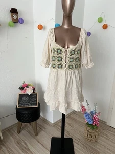 Asos Damen Kleid Blumen Bestickt Groß Gr: 46 Beige - Bild 1 von 7