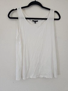 EILEEN FISHER Tank Top 100% Silk Scoop Neck Sleeveless Off White Sz L - Picture 1 of 4