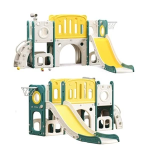 8 in 1 Toddler Slide,Baby Playset for Indoor Outdoor Playground with Basketba... - Picture 1 of 7