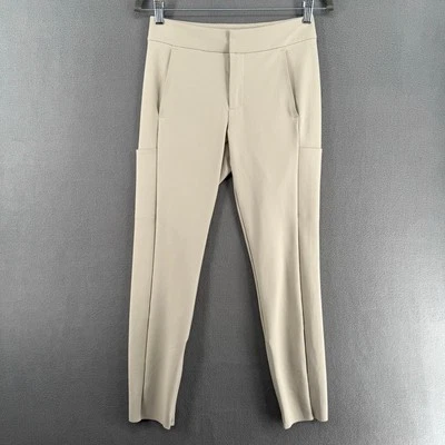 Athleta Stellar Trouser Womens 2 Cream Slim Fit Zipper Leg Hems Chic Casual - Image 1 of 4