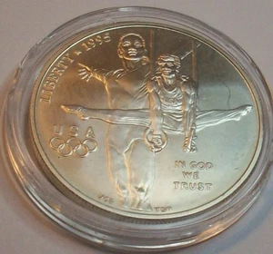 1995 D ATLANTA  GYMNASTICS LOW MINTAGE 42K 90% SILVER DOLLAR COMMEMORATIVE LOT - Picture 1 of 2
