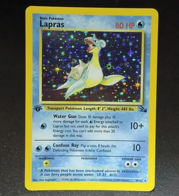 1999 Pokemon LAPRAS 10/62 HOLO BLEED 1st ED. Fossil Set Misprint ERROR Card WOTC - Image 1 of 4
