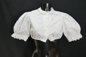 Gr.38 Dirndlbluse weiß Bluse für Dirndl Baumwolle mit Spitze B11279 - Bild 1 von 4
