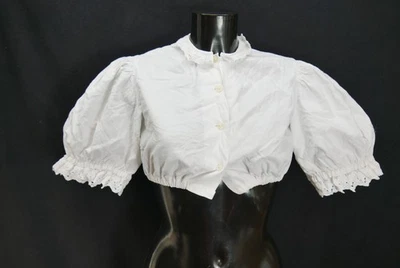 Gr.38 Dirndlbluse weiß Bluse für Dirndl Baumwolle mit Spitze B11279 - Bild 1 von 4