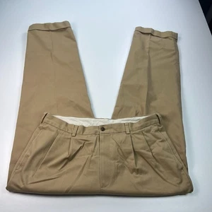 Pantalones chinos Brooks Brothers Elliot para hombre 37x32 marrón algodón plisado preppy informales - Imagen 1 de 7