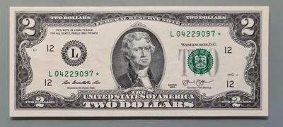 2013 Two Dollar Federal Reserve Note $2 STAR NOTE Circulated #96429 - Image 1 of 2