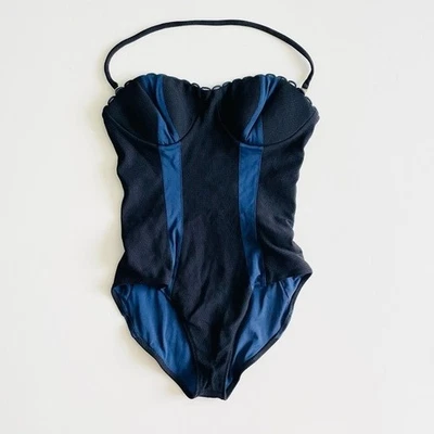 Marysia SMALL black navy blue colorblock strapless onepiece swimsuit - Image 1 of 4