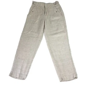 Athleta Pants Womens 2 Beige Voyager Linen Undyed Tapered Adjustable Tabs - Picture 1 of 14