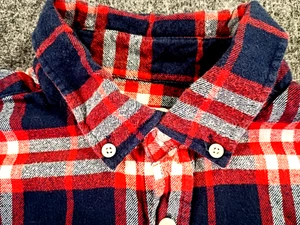 Southern Living Button Down Flannel Shirt Men's L Red Navy Tartan Plaid Preppy - Picture 1 of 11