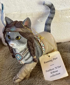 Hamilton Collection Running Purr Feathers N Fur Kittens Figurina 2016 con etichetta COA - Foto 1 di 10