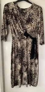 SOON SIZE 14 ANIMAL PRINT DRESS. SIDE TIE BELT. 3/4 SLEEVE. EXCELLENT CONDITION. - Picture 1 of 5