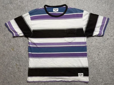 Stussy Shirt Mens XL Purple Black White Blue Striped Pocket Tee Streetwear Skate - Image 1 of 4