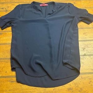 Camicetta donna Catherine Malandrino blu navy scollo a V manica corta taglia S - Foto 1 di 4