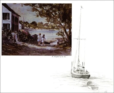 Acuarela de colección 1985 Ray Ellis Playing by the Sea Cape Cod Massachusetts  Foto 1 de 3